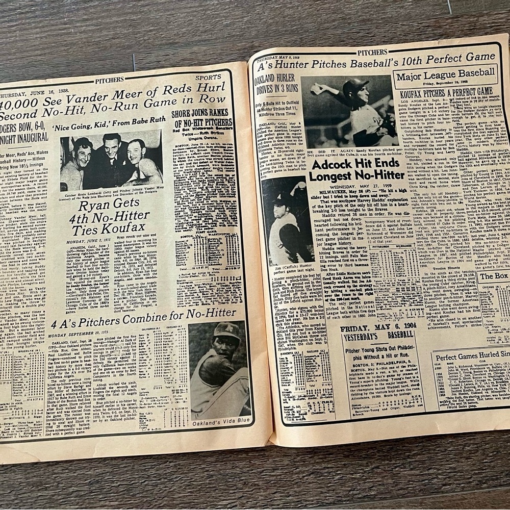 Vintage Baseball History In Headlines Of Major League Newsprint 11/14 Inches - Picture 9 of 11